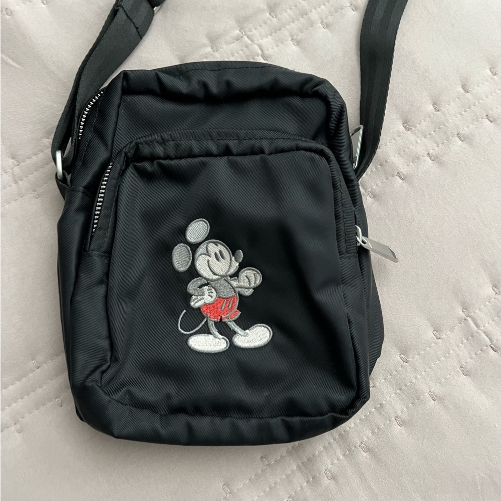 Disney Black Crossbody Bag with Classic Mickey Mouse Graphic